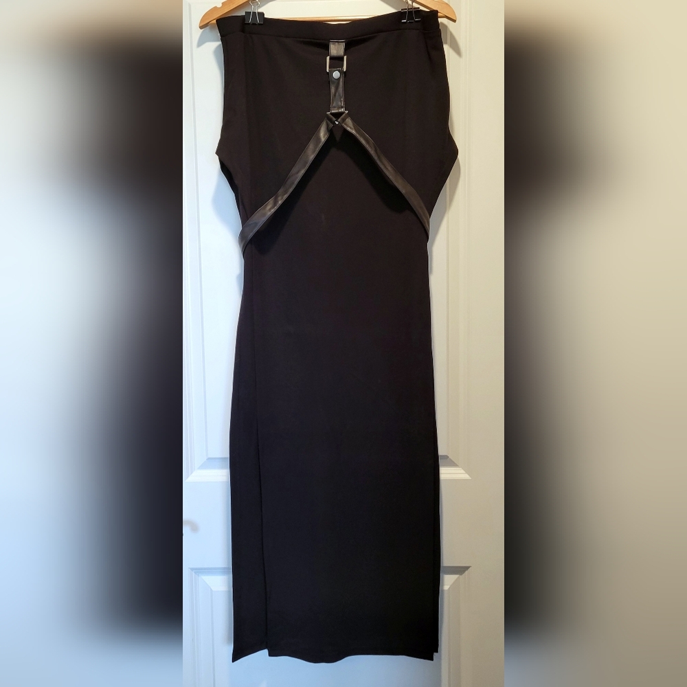 XL Killstar Black Skirt With Faux Leather Detail